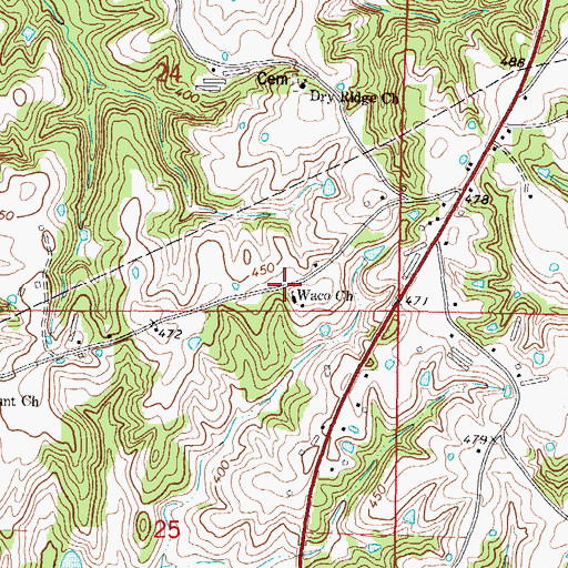 Topographic Map of Waco Church, MS