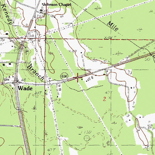 Topographic Map of Wade School, MS