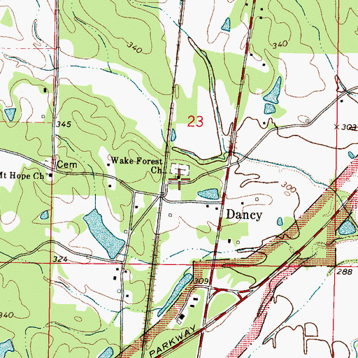 Topographic Map of Wake Forest Church, MS