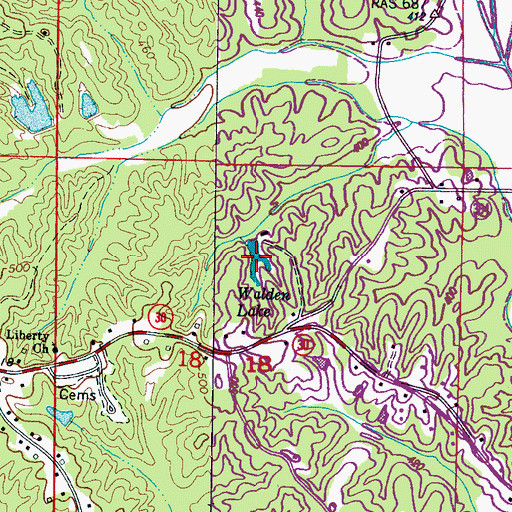 Topographic Map of Walden Lake, MS