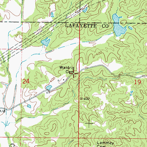 Topographic Map of Waldrip Cemetery, MS
