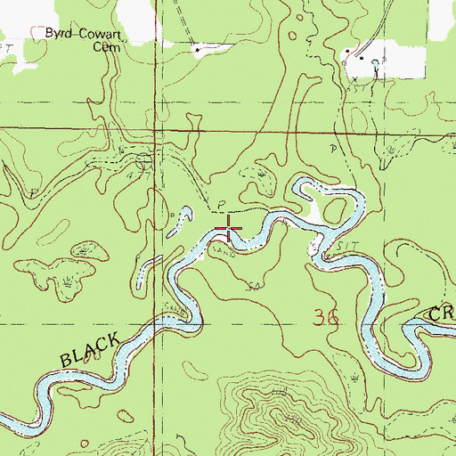 Topographic Map of Walker Branch, MS
