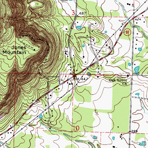 Topographic Map of Oak Grove, AR