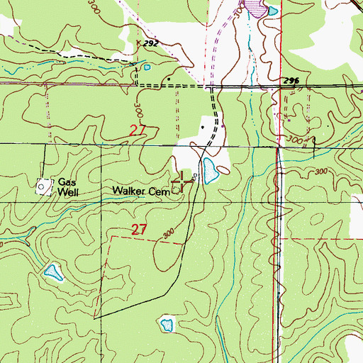 Topographic Map of Walker Cemetery, MS