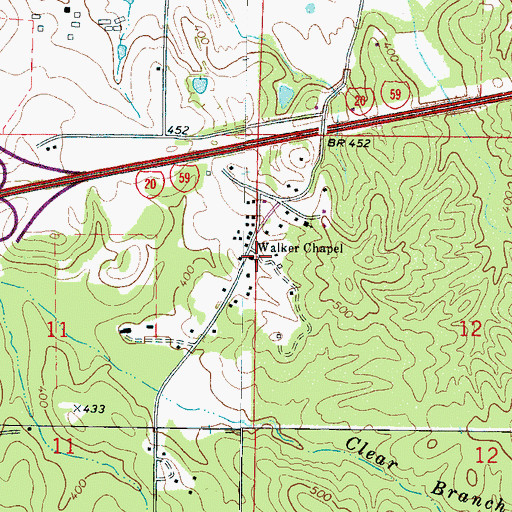 Topographic Map of Walker Chapel, MS