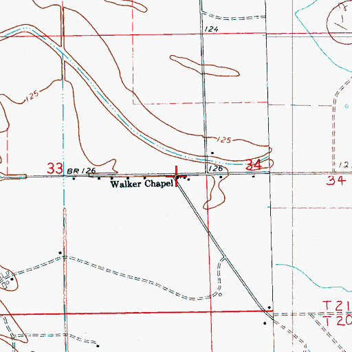 Topographic Map of Walker Chapel, MS