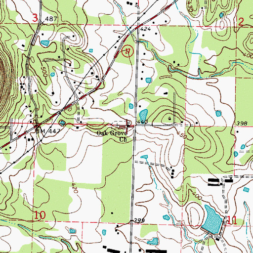 Topographic Map of Oak Grove School (historical), AR