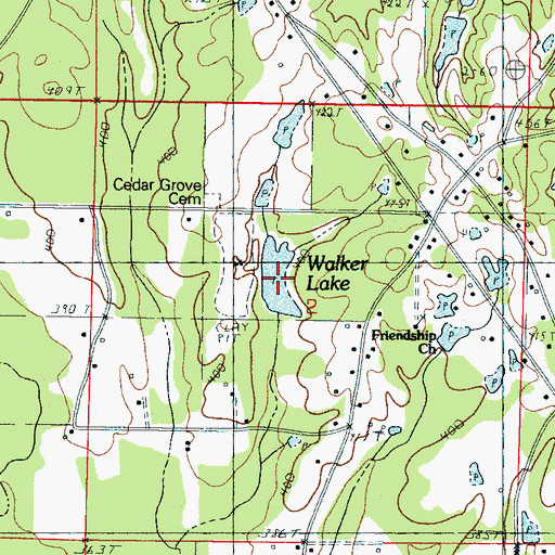 Topographic Map of Walker Lake, MS