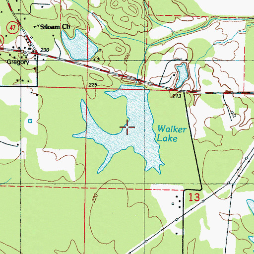 Topographic Map of Walker Lake, MS
