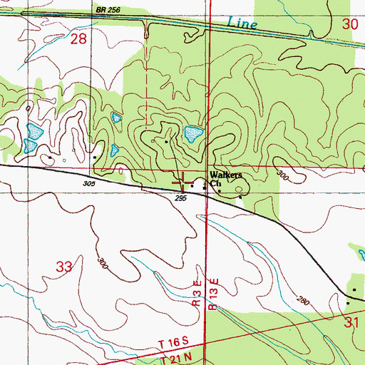 Topographic Map of Walkers Church, MS