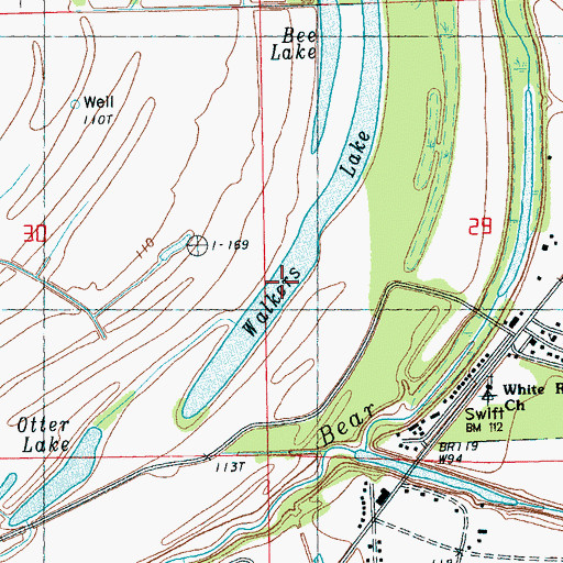Topographic Map of Walkers Lake, MS
