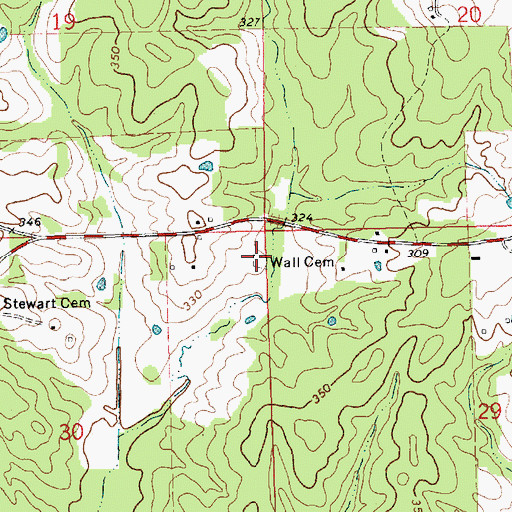 Topographic Map of Wall Cemetery, MS