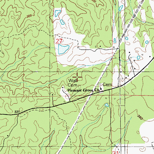 Topographic Map of Wall Cemetery, MS
