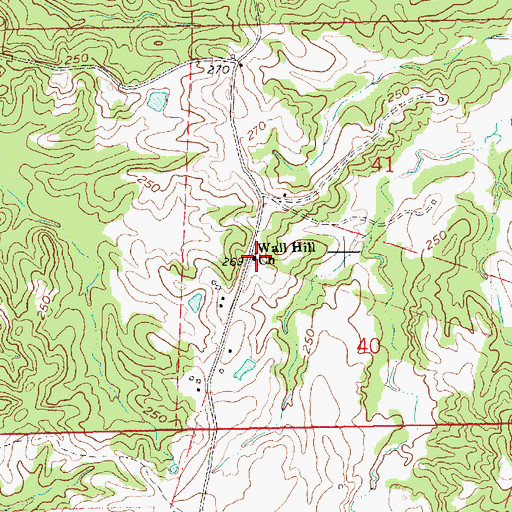 Topographic Map of Wall Hill Church, MS