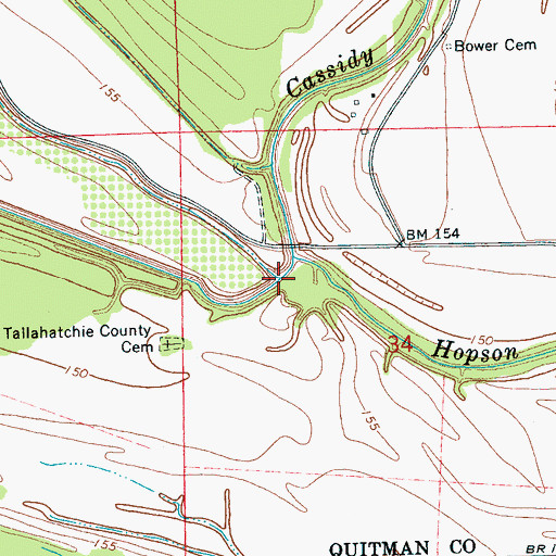 Topographic Map of Walnut Bayou, MS