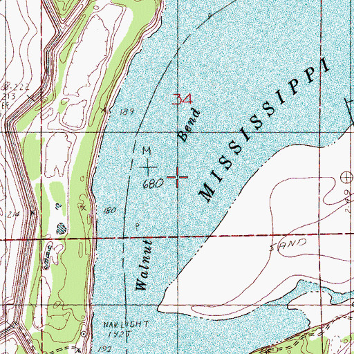 Topographic Map of Walnut Bend, MS