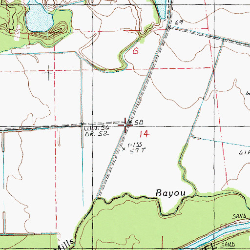 Topographic Map of Walnut Creek, MS