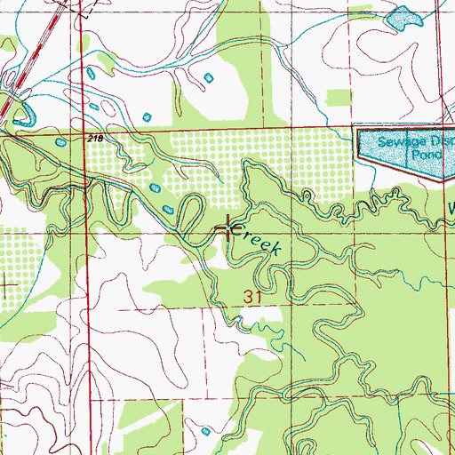 Topographic Map of Walnut Creek, MS