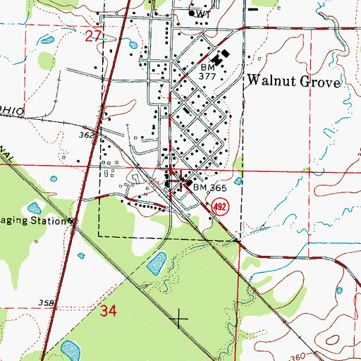 Topographic Map of Walnut Grove, MS