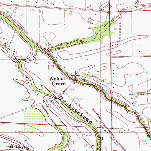 Topographic Map of Walnut Grove, MS