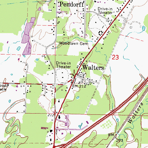 Topographic Map of Walters, MS