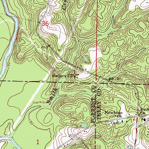 Topographic Map of Walters Cemetery, MS