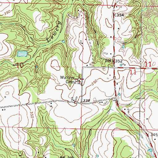 Topographic Map of Walters Cemetery, MS