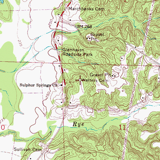 Topographic Map of Walters Cemetery, MS