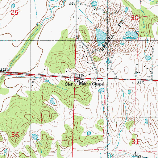 Topographic Map of Walton Cemetery, MS