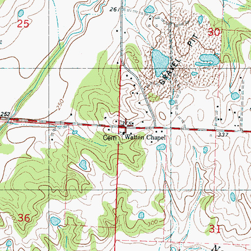 Topographic Map of Walton School, MS