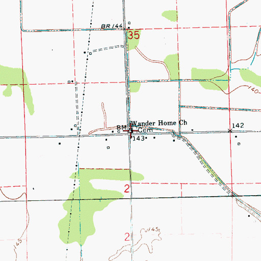 Topographic Map of Wander Home Church, MS