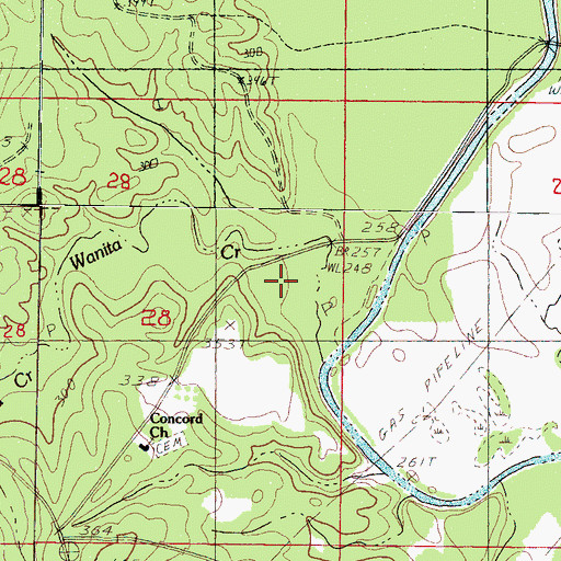 Topographic Map of Wanita Creek, MS
