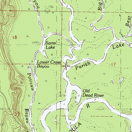 Topographic Map of Ward Bayou, MS