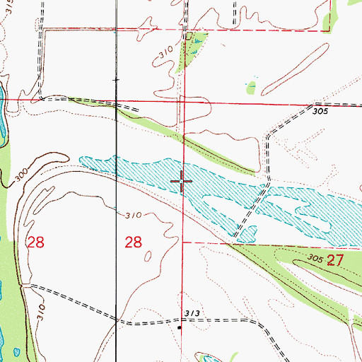 Topographic Map of Open Slough, AR