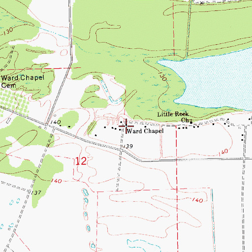 Topographic Map of Ward Chapel, MS