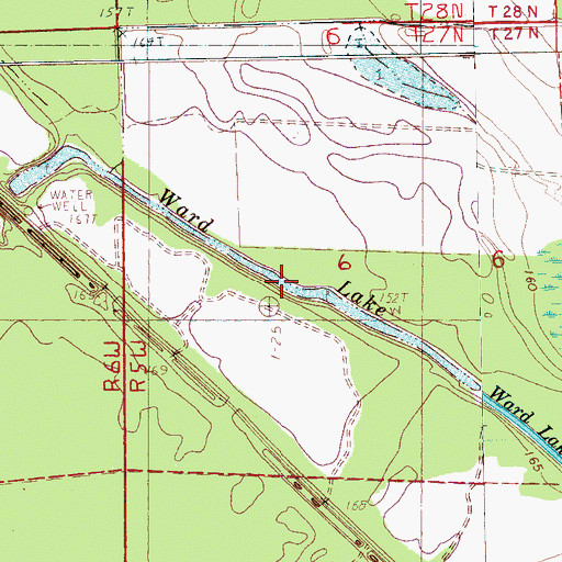 Topographic Map of Ward Lake, MS