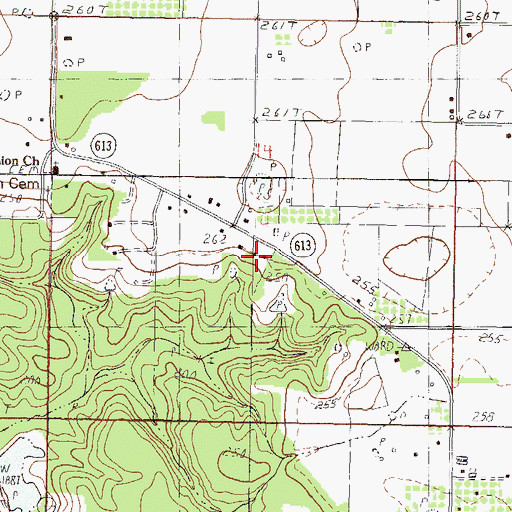 Topographic Map of Ward School, MS