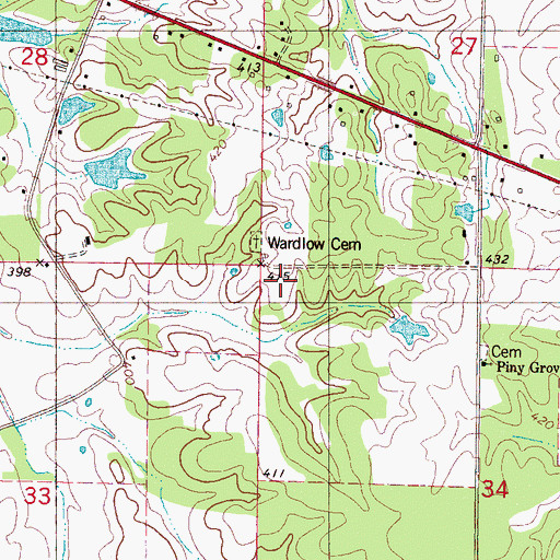 Topographic Map of Wardlow School, MS