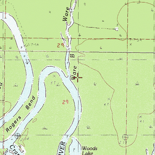 Topographic Map of Ware Bayou, MS