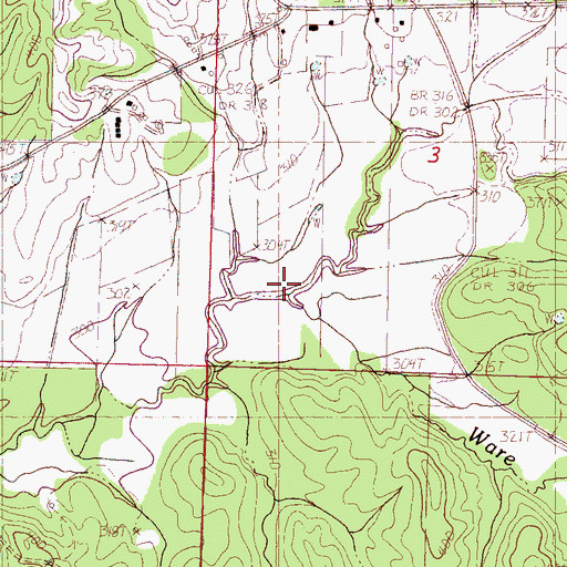 Topographic Map of Ware Branch, MS