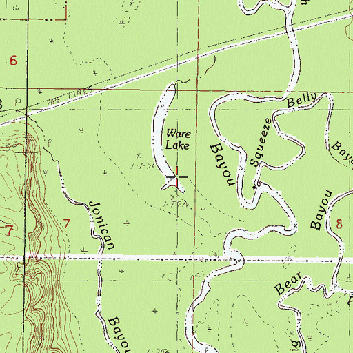 Topographic Map of Ware Lake, MS