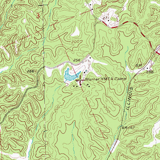 Topographic Map of Warner YMCA Camp, MS