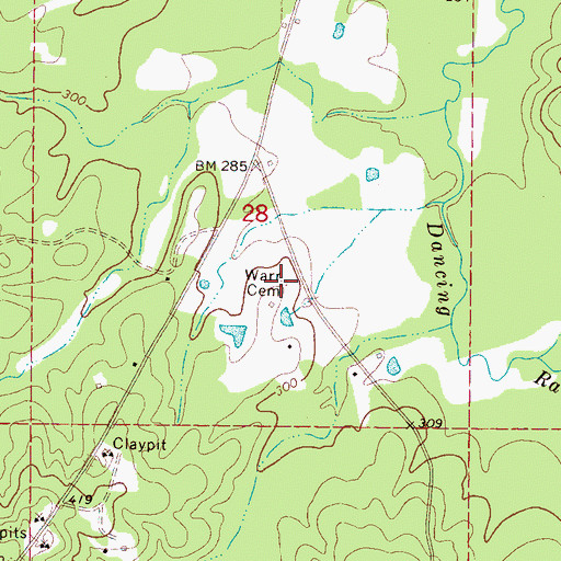 Topographic Map of Warr Cemetery, MS