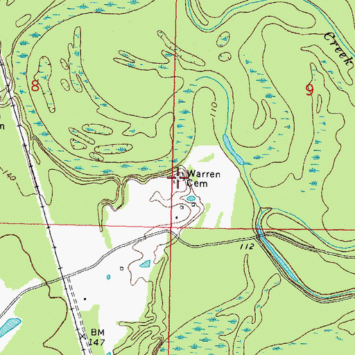 Topographic Map of Warren Cemetery, MS