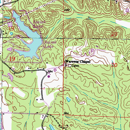 Topographic Map of Warrens Chapel, MS