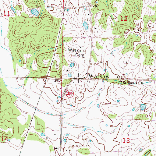 Topographic Map of Warsaw, MS