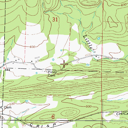 Topographic Map of Piney School (historical), AR