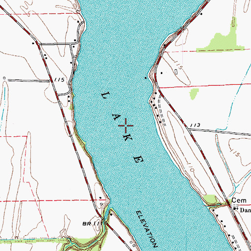 Topographic Map of Lake Washington, MS