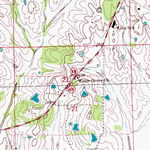 Topographic Map of Water Grove Church, MS