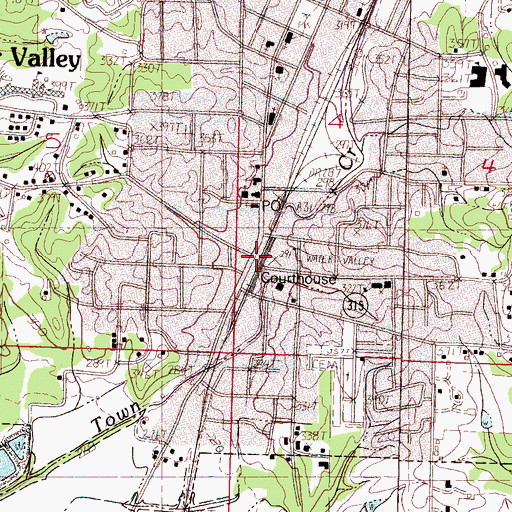 Topographic Map of Water Valley, MS